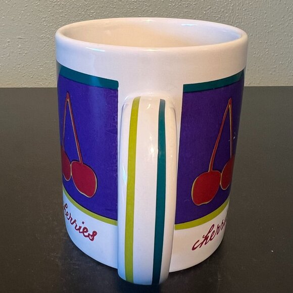 Tag CHERRIES Red Purple White & Green  Ceramic Coffee Tea Mug - Picture 5 of 9